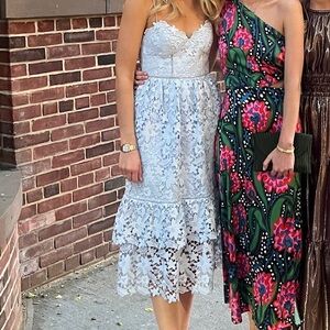 Club Monaco Eyelet Blue Floral Dress